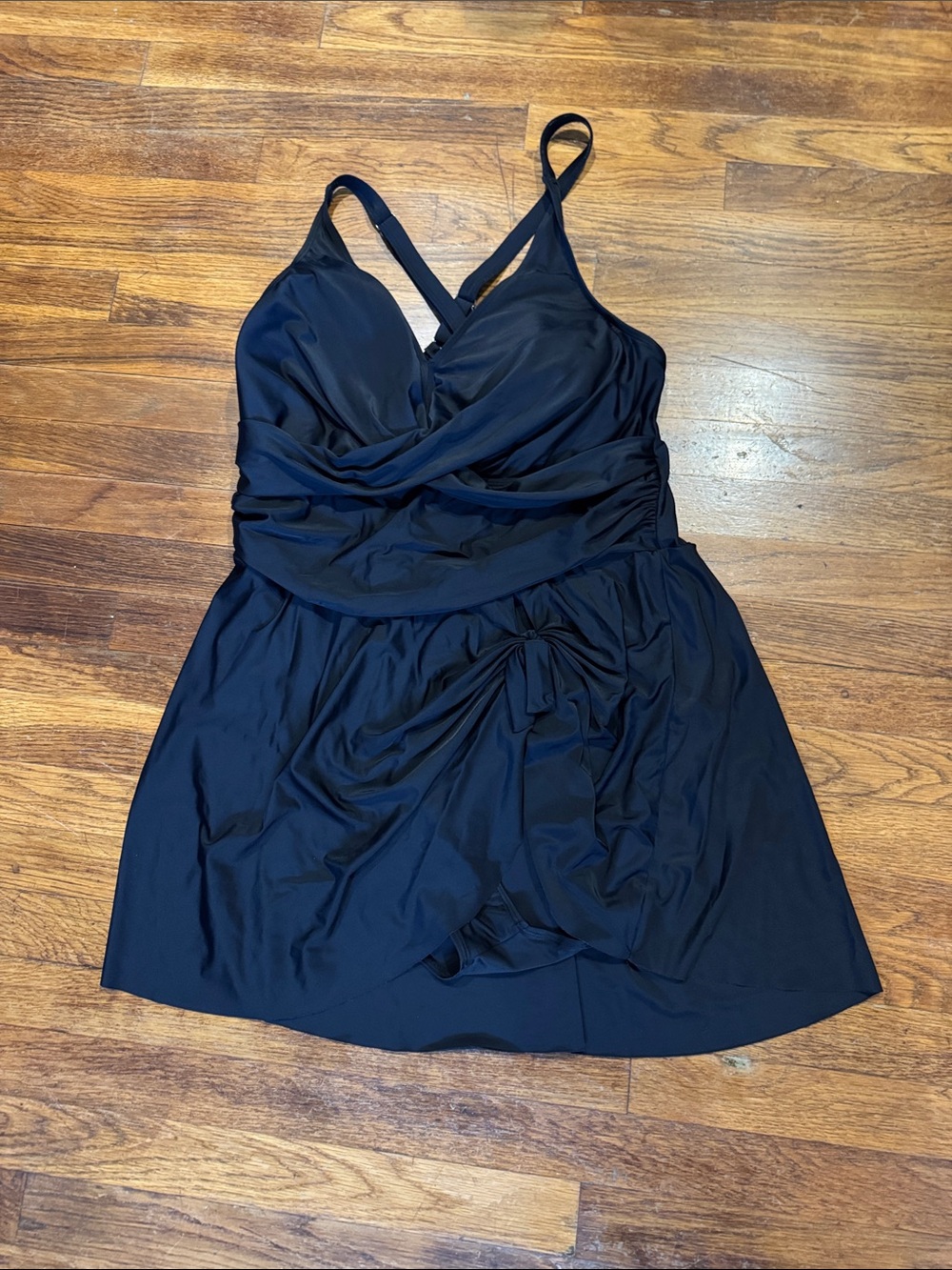 Black Women’s Swim Dress with Wrap Detail